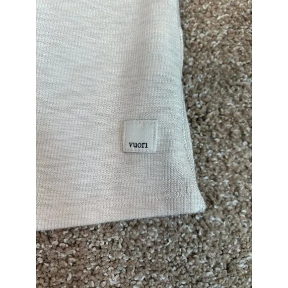 Vuori Tank ribbed khaki/off white women's SZ M athletic high crew neck - Picture 3 of 8